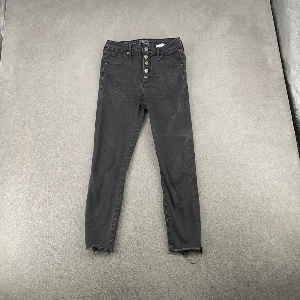 Abercrombie & Fitch High Rise Super Skinny Ankle Jeans Black Button Fly y2k 27 4